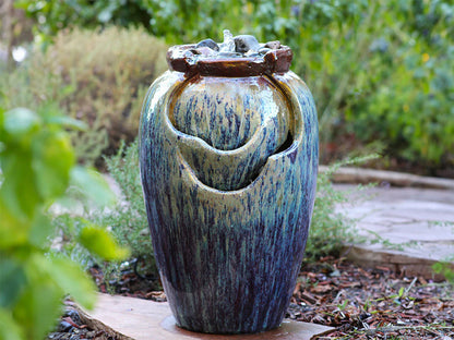 Tea Garden Fountain (Red Copper on Violet) by