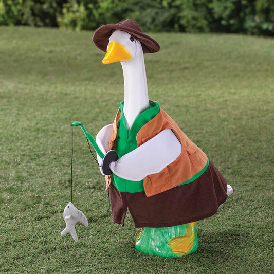 Gaggleville Fishing Goose Outfit, Fits Large 23" H Statue