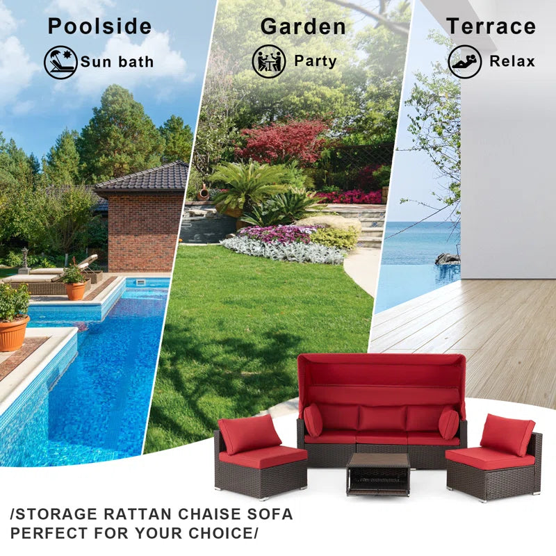 6 - Person Modular Patio Conversation Sets with Cushions