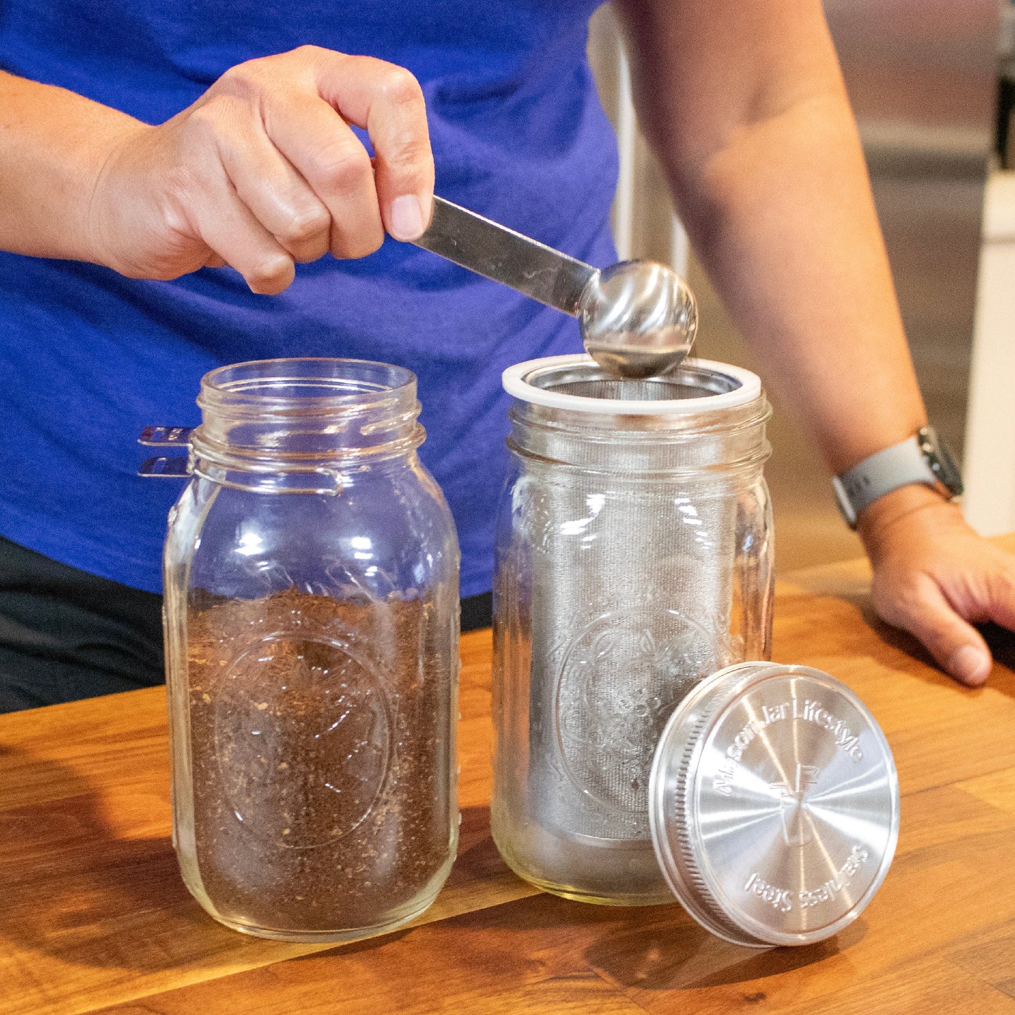 Cold Brew Coffee & Tea Maker Stainless Steel Filter with Lid for Mason Jars