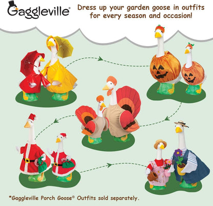 Gaggleville Porch Goose Bundle Goose and Baby Statue – Charming Outdoor Decorative Figurine for Garden, Patio, or Entryway Accent