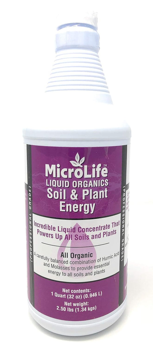 Microlife Soil & Plant Energy Liquid Organic Concentrate Humic/Fulvic Acid & Molasses Foliar Spray or Root Stimulator, 1 QT