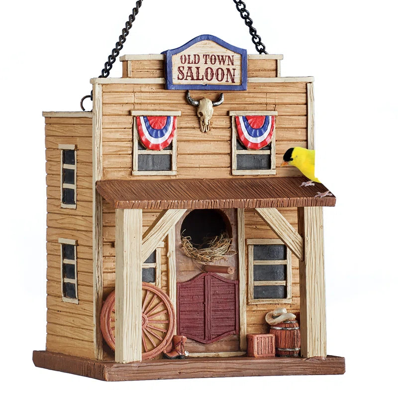 Hand-Painted Old Town Saloon Hanging Birdhouse