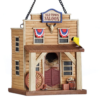 Hand-Painted Old Town Saloon Hanging Birdhouse