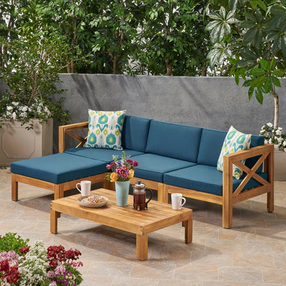 Barcomb Outdoor 5 Piece Sectional Seating Group with Cushions