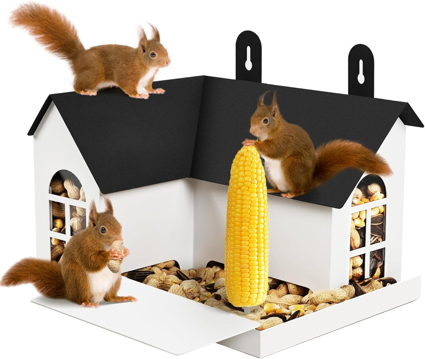 Squirrel Feeder for Hanging outside Tree，Mini Chipmunk Outdoors Squirrel Picnic Bench Feeders Table，Funny Metal House Boxes，Stronger than Wooden Structure