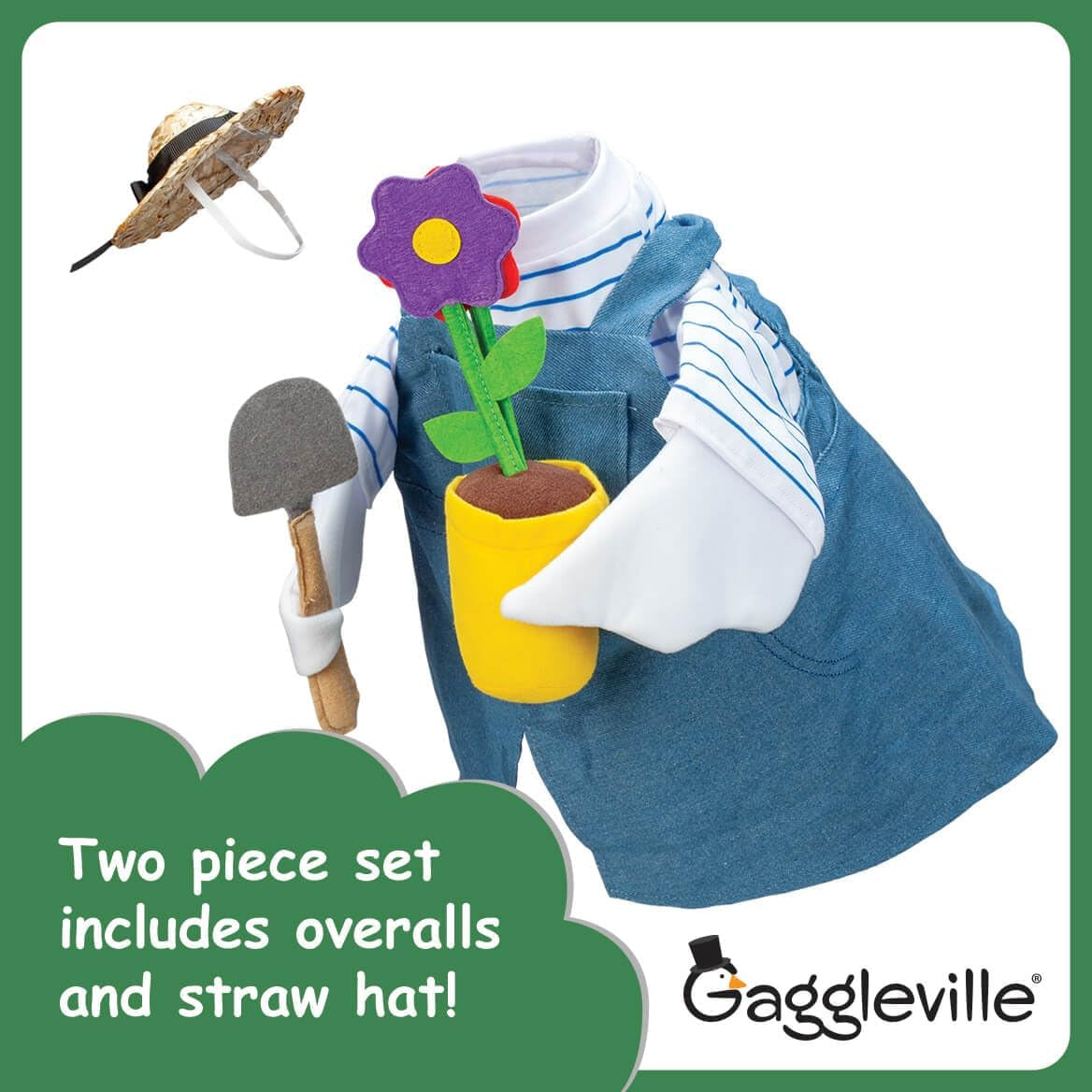 Gaggleville Gardener Goose Outfit, Fits Large 23" H Statue