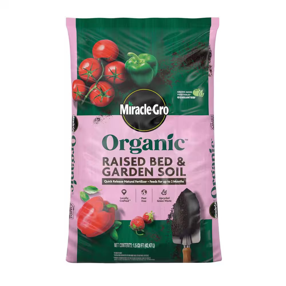 Organic Raised Bed and Garden Soil 1.5 Cu. Ft. with Quick Release Natural Fertilizer, Peat Free, OMRI Listed