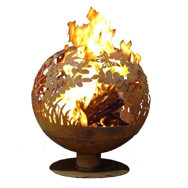 18" Garden Fire Sphere, Rust Metal