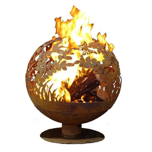 18" Garden Fire Sphere, Rust Metal