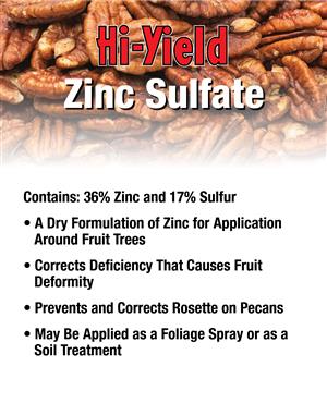Hi-Yield Zinc Sulfate, 4 Lbs Granular - Corrects Zinc Deficiency in Pecan Trees, Vegetables & Ornamentals