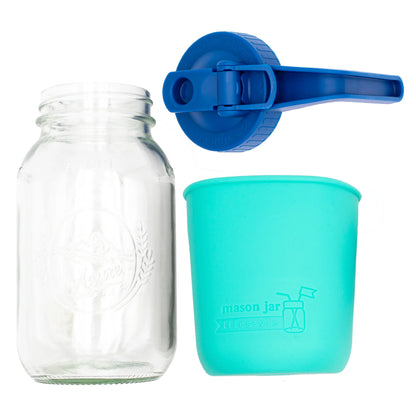 Mason Jar Lifestyle 32Oz Quart Glass Pitcher Set with Silicone Sleeve