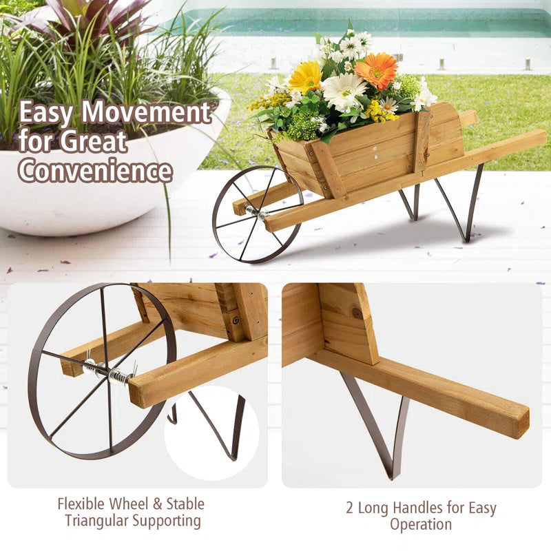 Brynesha Wood Wheelbarrow Planter