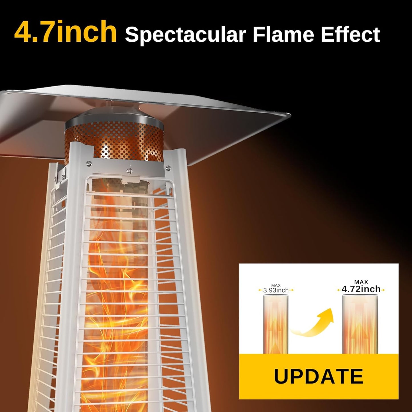 EAST OAK Pyramid Patio Heater, 48,000 BTU Outdoor Patio Heater, Quartz Glass Tube Propane Heater for Commercial & Residential, Triple Protection System, with Wheels, 2024 Upgrade, Bronze