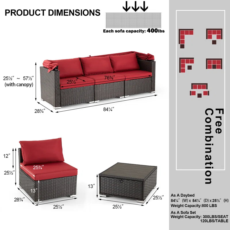 6 - Person Modular Patio Conversation Sets with Cushions