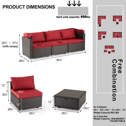 6 - Person Modular Patio Conversation Sets with Cushions