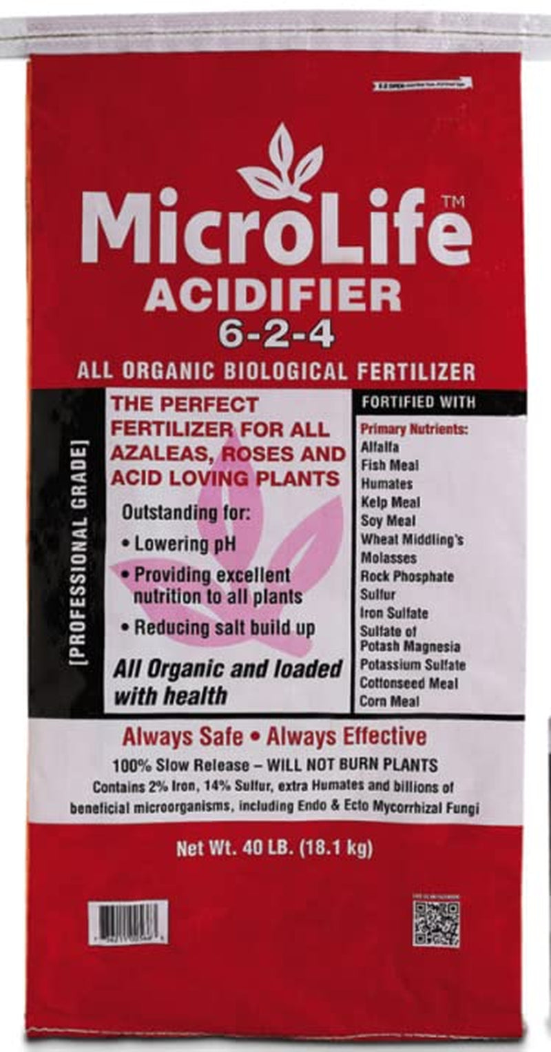 Microlife Acidifier 6-2-4, 40 Lb, the Perfect Fertilizer for All Azaleas, Roses, Blueberries, Camellias and Acid Loving Plants That Want a Ph of 5.0–7.0