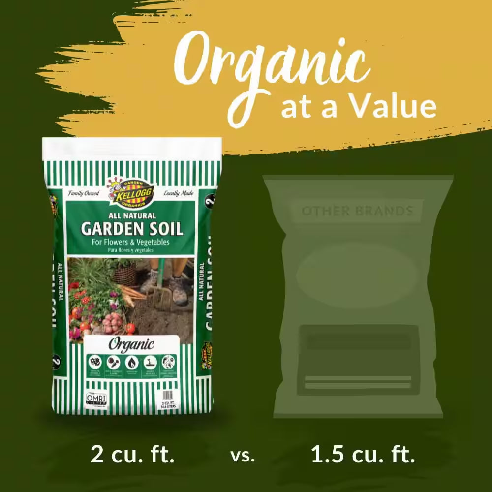All Natural Garden Soil, Organic Soil for Flowers and Vegetables 2 Cf. Ft, OMRI Listed