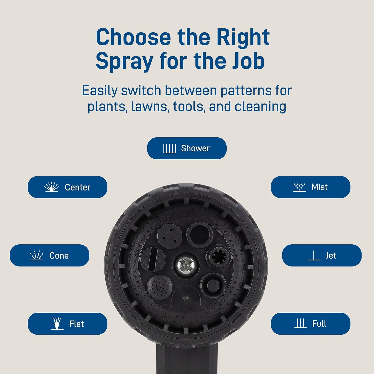Orbit 58993 7-Pattern Watering Nozzle with Thumb Control, Black