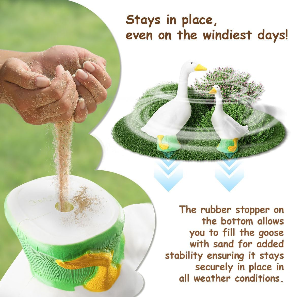 Gaggleville Porch Goose Bundle Goose and Baby Statue – Charming Outdoor Decorative Figurine for Garden, Patio, or Entryway Accent