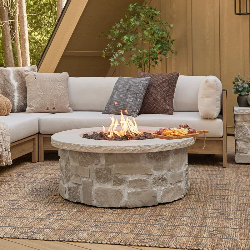 Scottsdale 40" round Stone Propane Fire Pit Table by