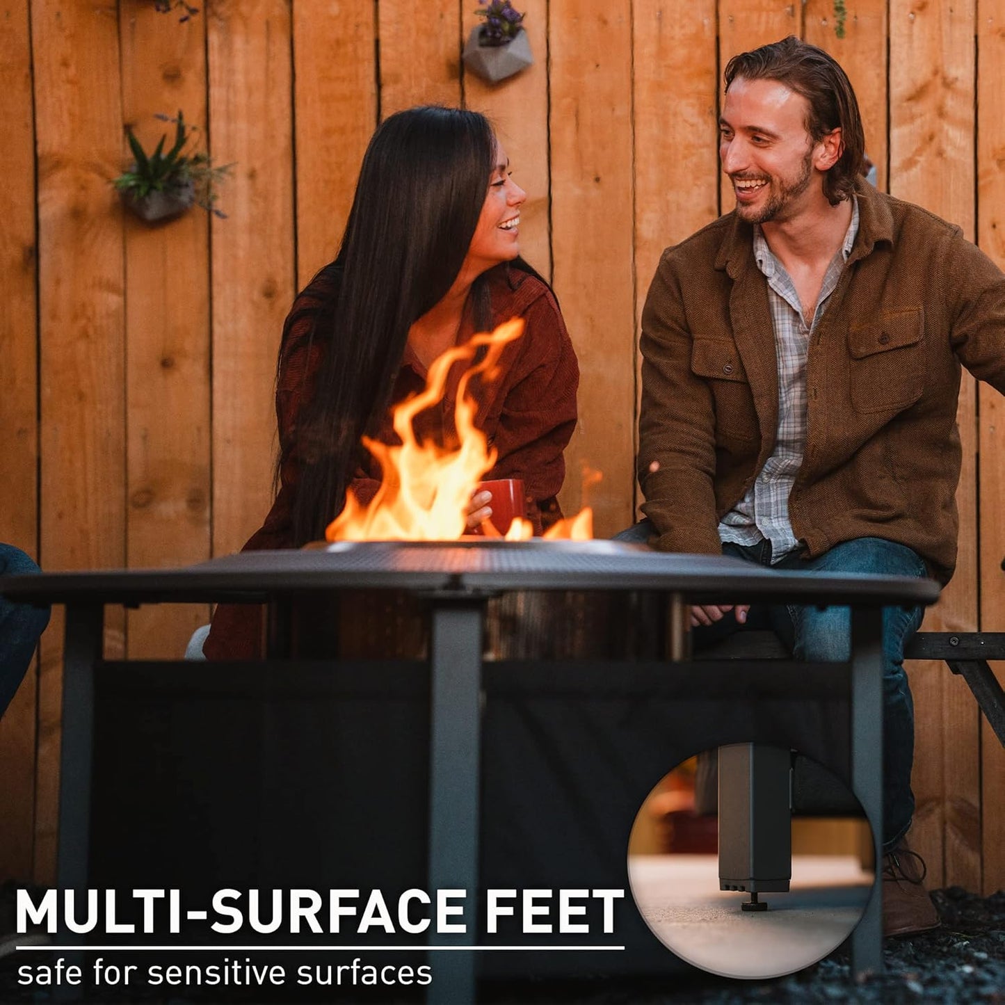 Solo Stove 42 Inch Fire Pit Surround Tabletop - Portable Protective Barrier for Wood Burning Fire Pits for Safety & Extra Space - Powder-Coated Steel and Uv-Resistant Outdoor Fabric, Black