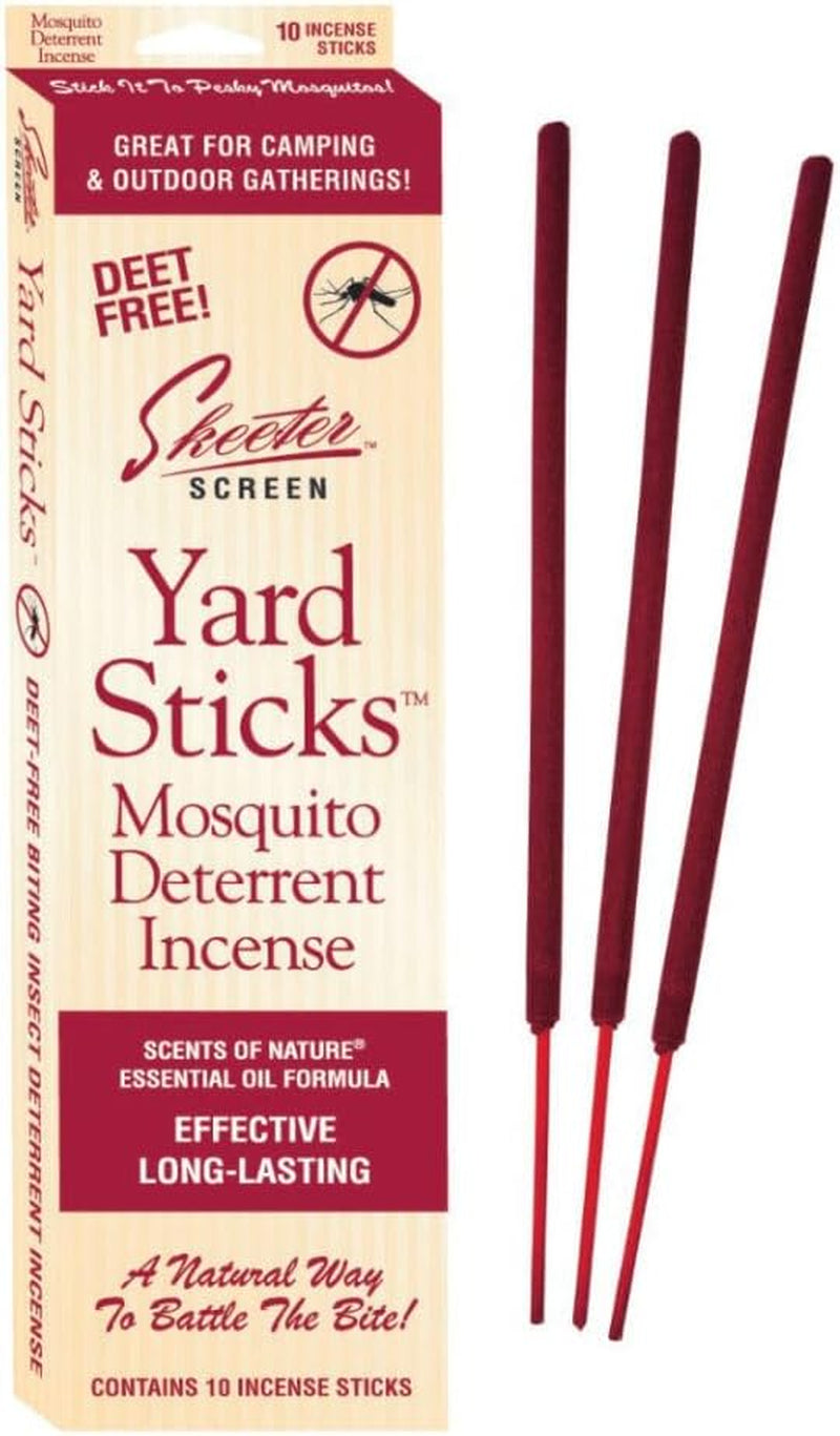 Skeeter Screen All Natural Incense Stick - Travel Size (10 Sticks) | Deet Free, Effective, Long Lasting - Essential Oils - Long Lasting Travel Size - 10 Sticks
