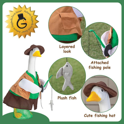 Gaggleville Fishing Goose Outfit, Fits Large 23" H Statue