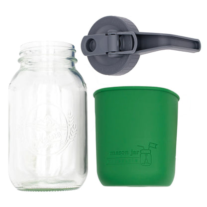 Mason Jar Lifestyle 32Oz Quart Glass Pitcher Set with Silicone Sleeve
