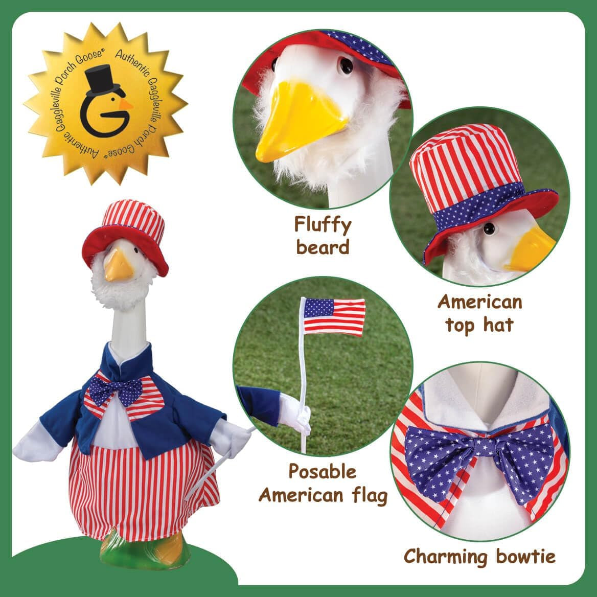 Gaggleville Uncle Sam Goose Outfit, Fits Large 23" H Statue