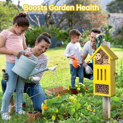 Bee House Bug Hotel & Butterfly House, Handcrafted Wooden Ladybug House, Natural Insect Habitat for Garden, Patio, or Yard, Durable Pine Wood, Attracts Pollinators, 10.4 X 5.5 X 3.2 Inches