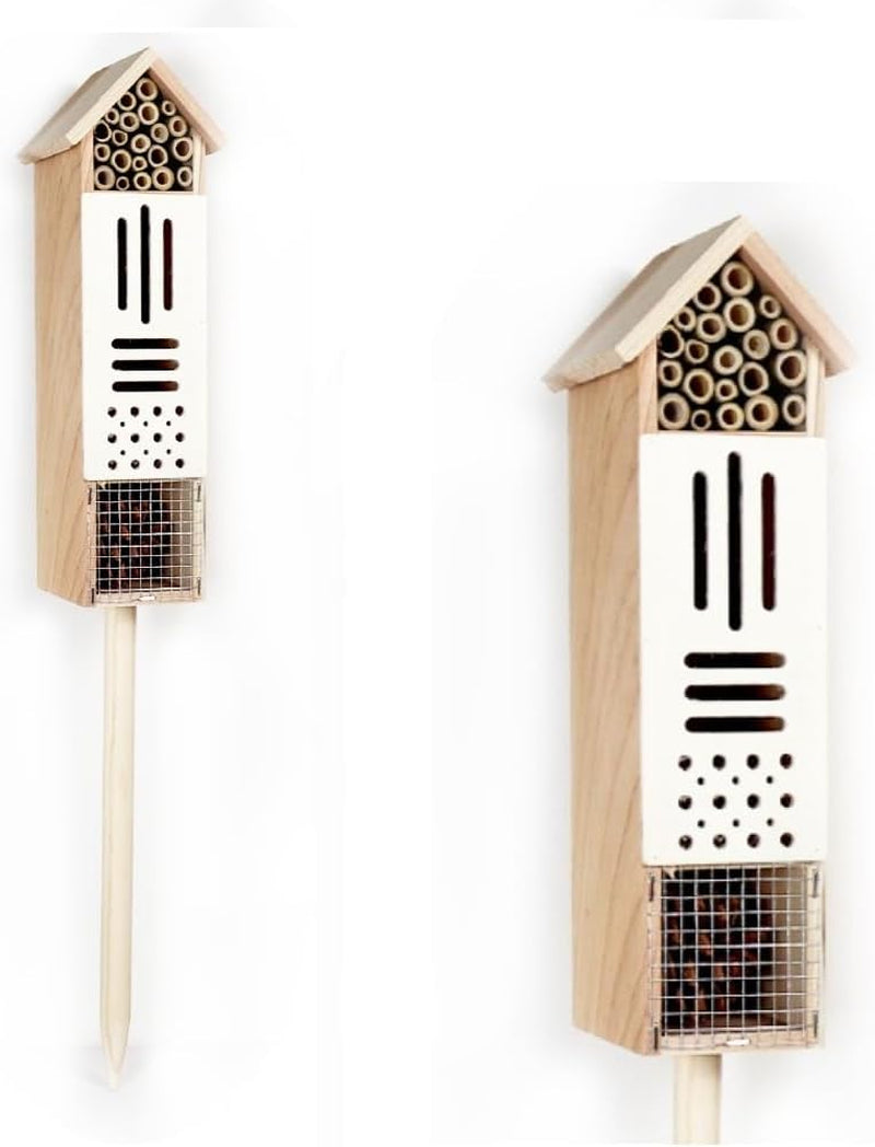 Wooden Insect House, Insect Hotel for Bugs, Bees, Butterflys, Ladybirds, Natural Beneficial Insect Habitat for Garden and Yard
