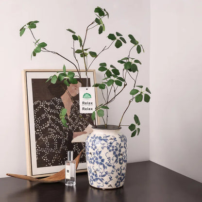 Cleto Handmade Ceramic Blue and White Porcelain Ceramic Table Vase / Ginger Jar