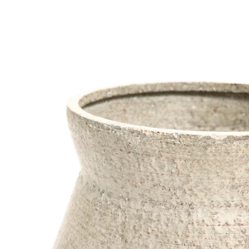 2-Piece Beige Cachepot Planter Cauldron Set with Black Stands