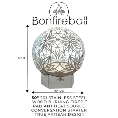  50" Lotus Bonfire Ball Stainless Steel Fire Pit