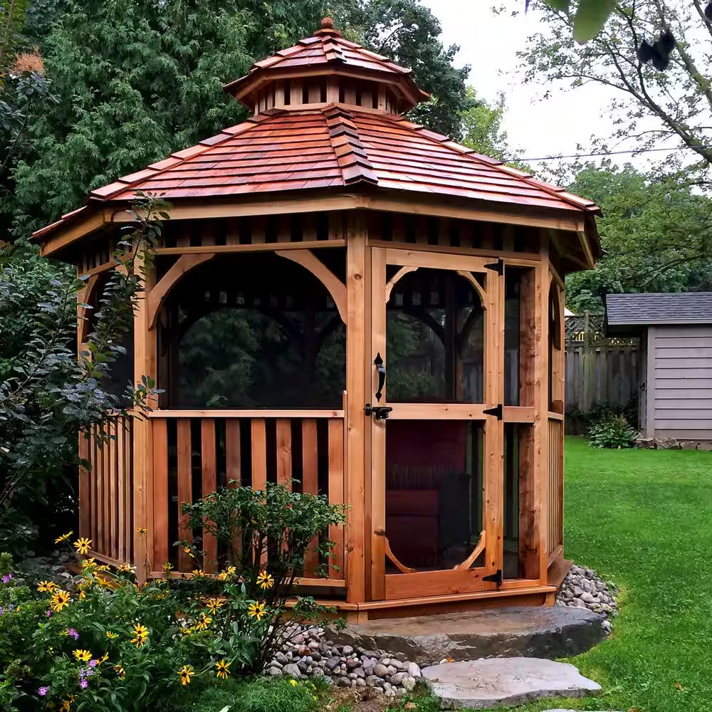 10 Ft. Bayside Cedar Octagon Gazebo with Screen Kit