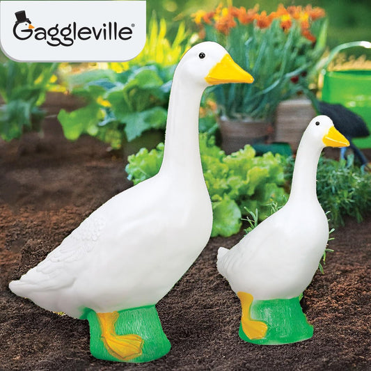 Gaggleville Porch Goose Bundle Goose and Baby Statue – Charming Outdoor Decorative Figurine for Garden, Patio, or Entryway Accent