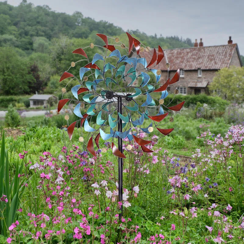 Vincenza 84" Red, Yellow, Blue, Green, and Yellow Solid Iron Wind Spinner