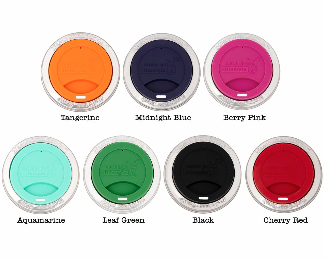 Silicone Drinking Lid with Stainless Steel Band for Mason Jars