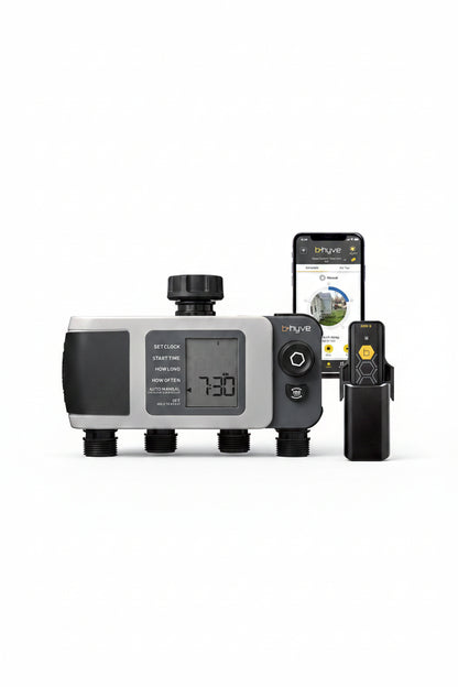Orbit B-Hyve XD 4-Port Smart Hose Watering Timer with Wi-Fi Hub - App Controlled Irrigation Timer - Smart Weathersense Auto Watering - Multi Valve Yard Irrigation System - 24639