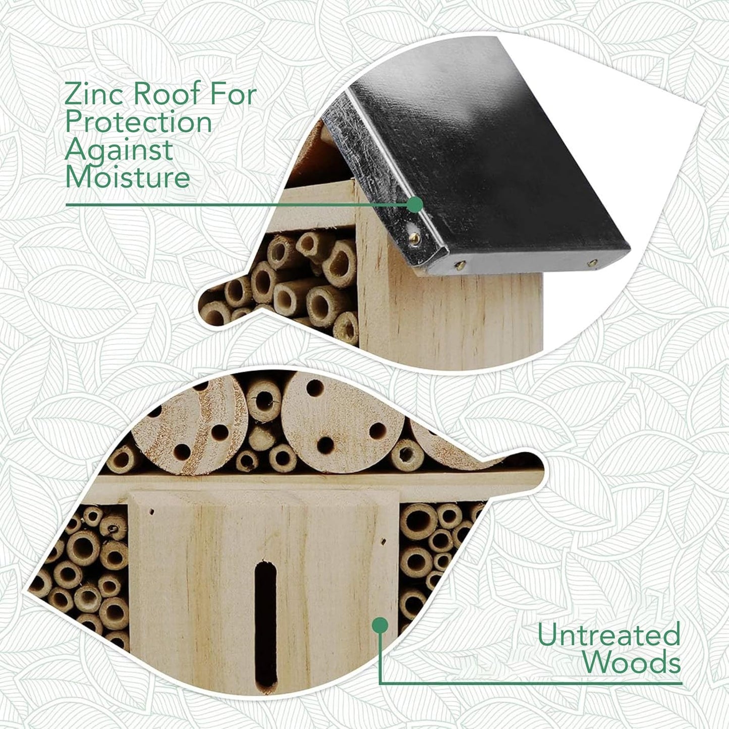 Premium Weatherproof Insect Hotel - Durable Bug House, Bee Home Box for Garden - Ideal Habitat for Bees, Ladybirds, Butterflies - Enhance Biodiversity & Eco-Balance