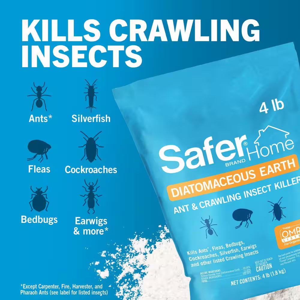 4 Lbs. Diatomaceous Earth - Bed Bug, Flea, Ant, Crawling Insect Killer for Indoor and Outdoor