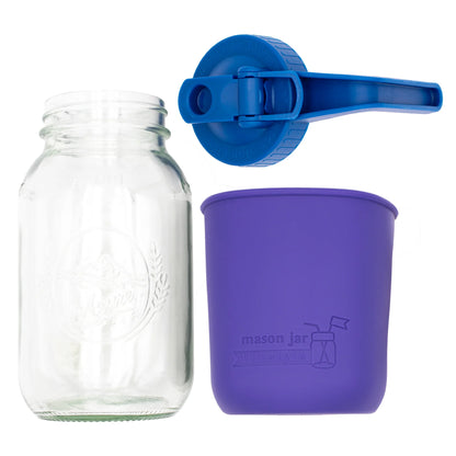 Mason Jar Lifestyle 32Oz Quart Glass Pitcher Set with Silicone Sleeve
