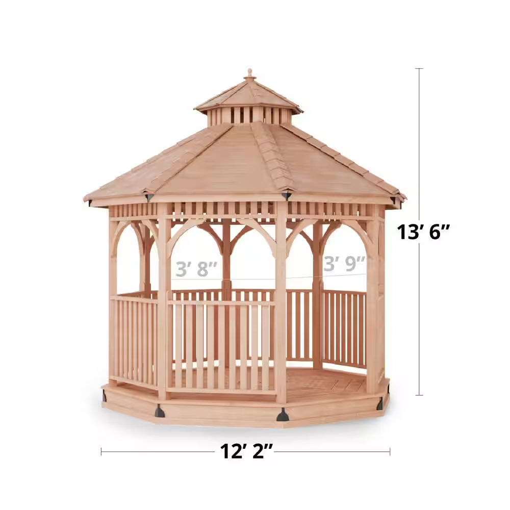 10 Ft. Bayside Cedar Octagon Gazebo with Screen Kit