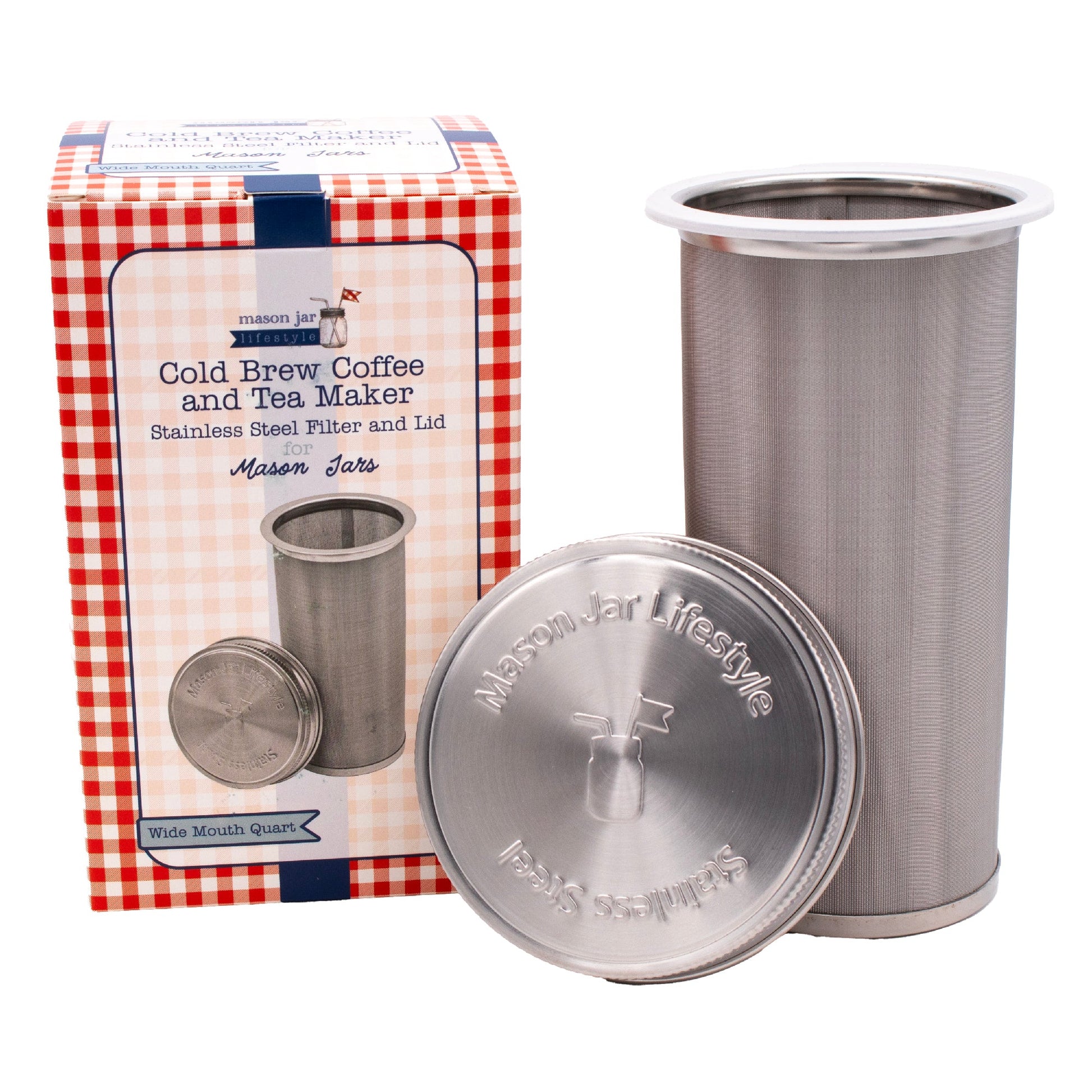 Cold Brew Coffee & Tea Maker Stainless Steel Filter with Lid for Mason Jars