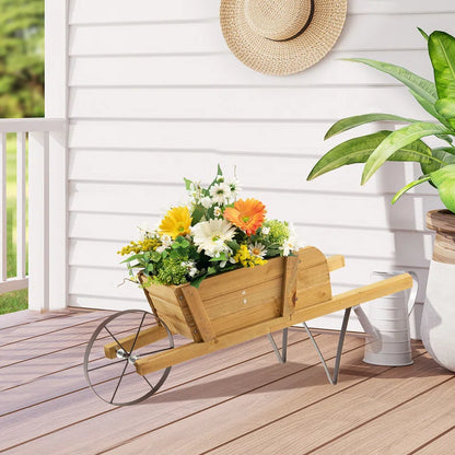 Brynesha Wood Wheelbarrow Planter