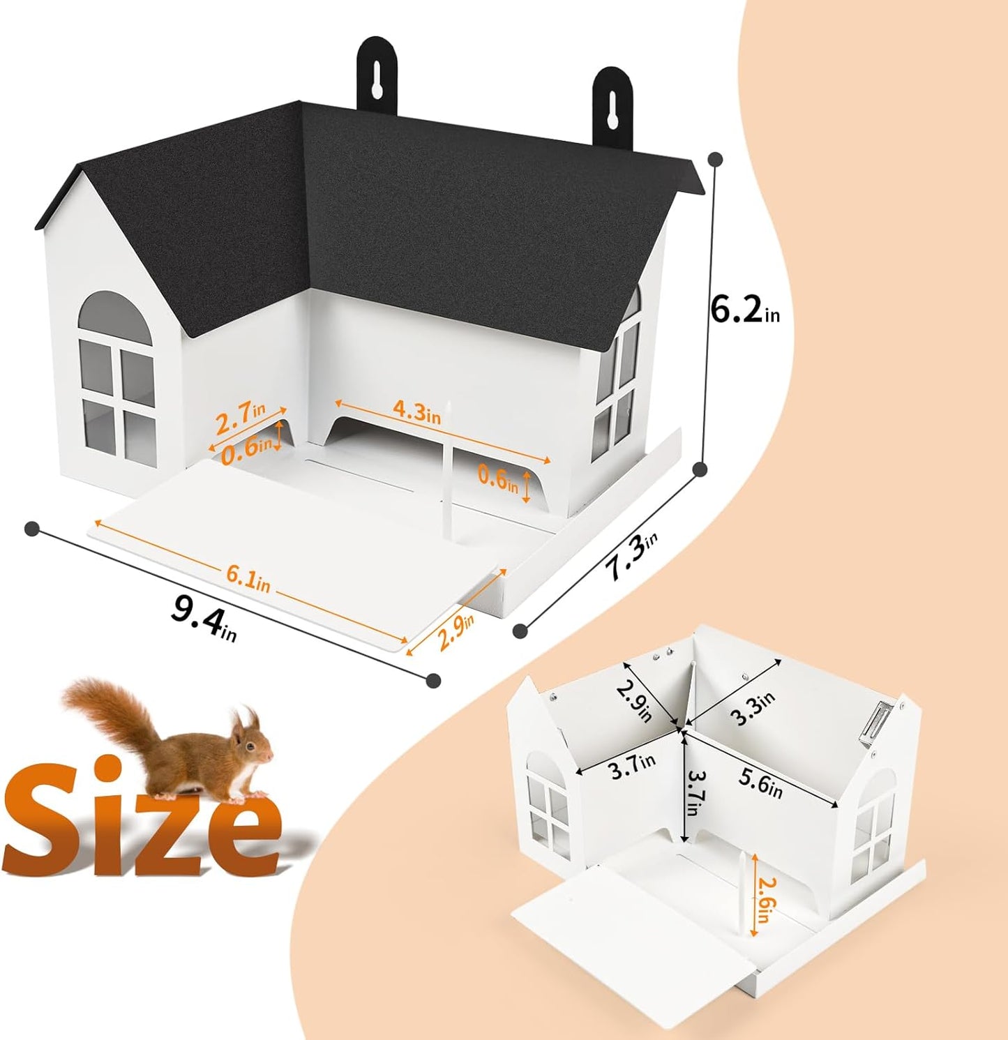 Squirrel Feeder for Hanging outside Tree，Mini Chipmunk Outdoors Squirrel Picnic Bench Feeders Table，Funny Metal House Boxes，Stronger than Wooden Structure