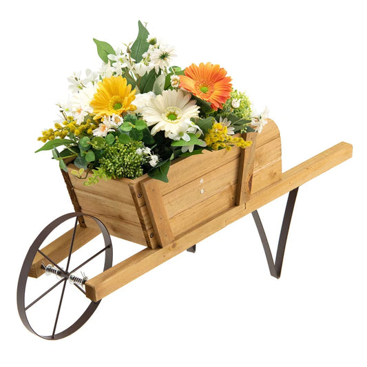 Brynesha Wood Wheelbarrow Planter