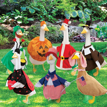 Gaggleville All Seasons Goose Outfit Bundle - Includes 7 Seasonal Outfits, Fits Large 23" H Statue