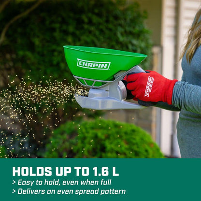 8706G Spreader, Hand Crank, Poly Scoop, 3 Settings, Spreads Fertilizer and Seeds, 0.3 Gal